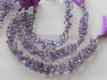 Purple Quartz Faceted Drops Shape Beads